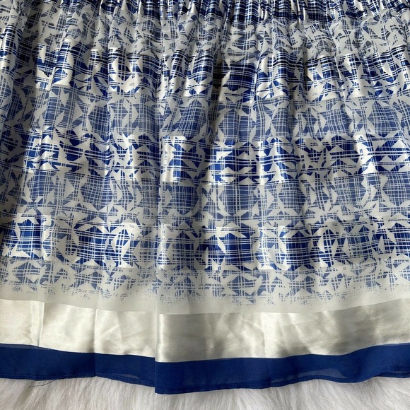 Max Edition Sz M Skirt Ribbon Trim Stretch Knee Length Elastic Waist Womens Blue - Picture 2 of 7